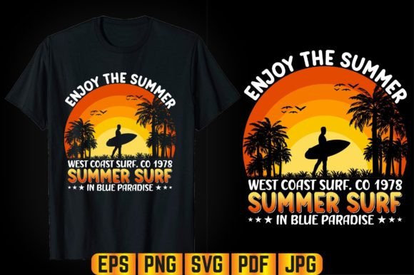 Enjoy the Summer T-shirt Design: Graphic Templates for Web and Editorial Use