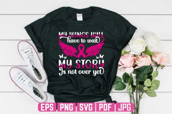 My Wings Breast Cancer T-shirt Design: Graphics and T-Shirt Designs